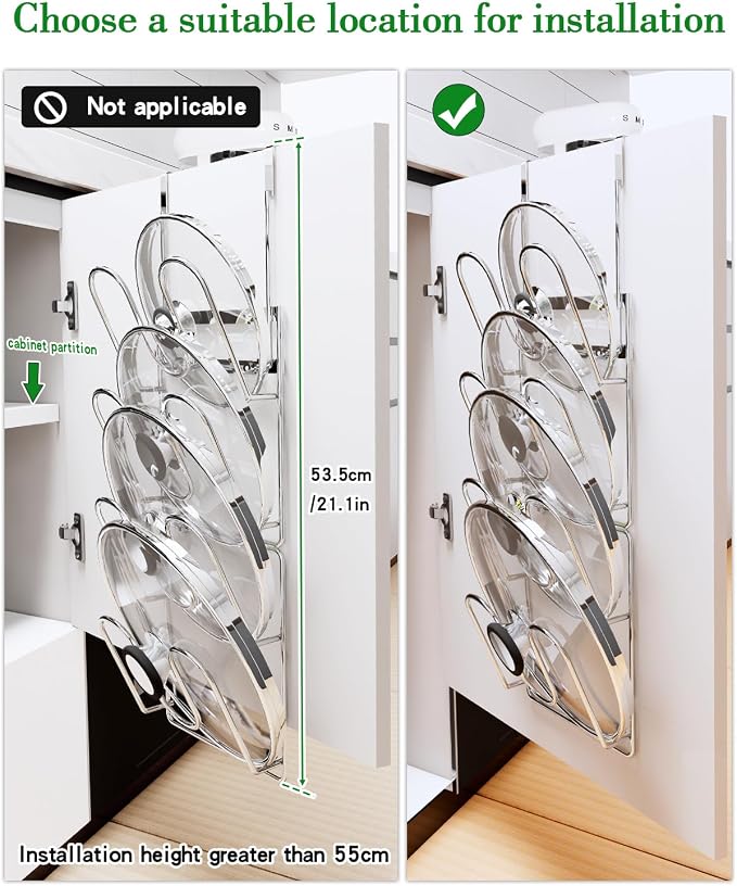 Pot Lid Organizer, 304stainless steel door hanging pot lid rack - Image 3