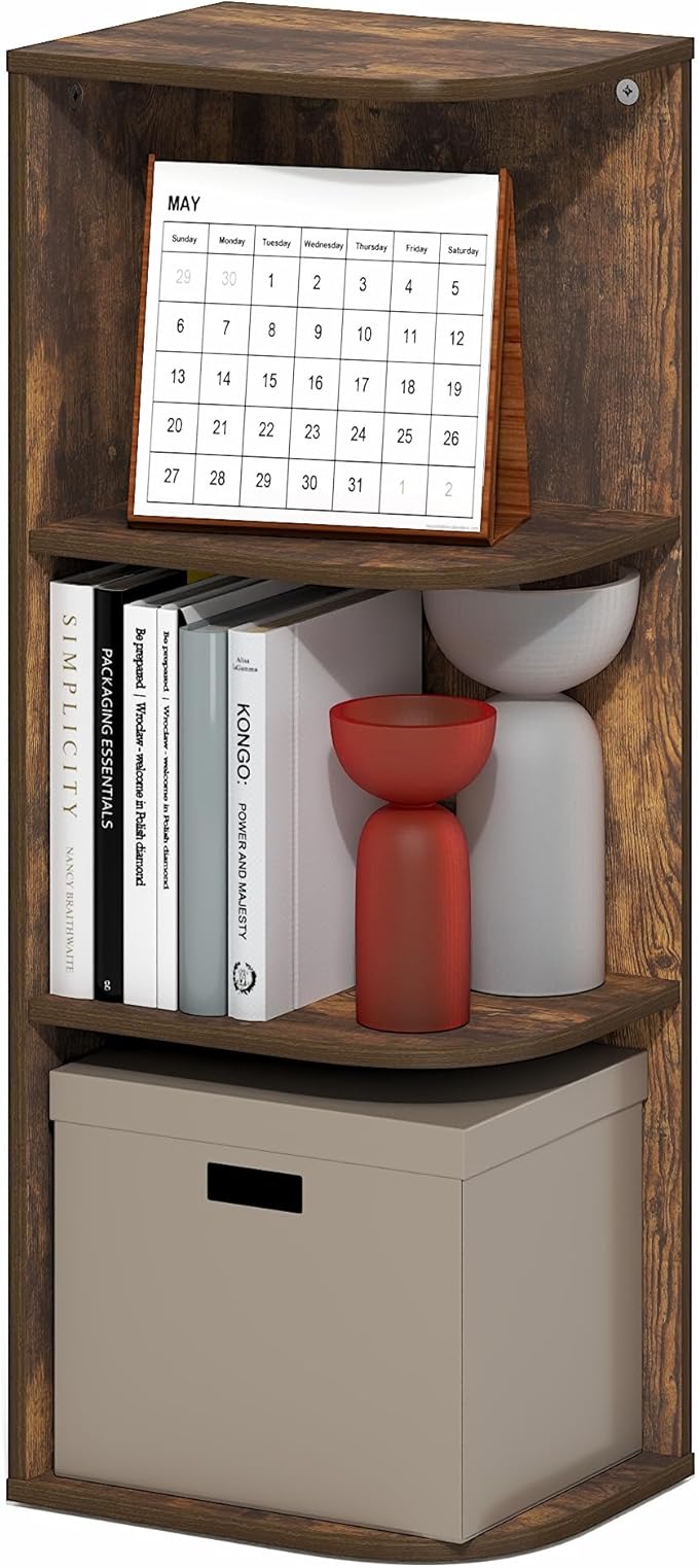 Furinno PASIR Book Shelf, 3-Tier Corner Bookshelf by Furinno-FitsYourSpaceFitsYourBudget