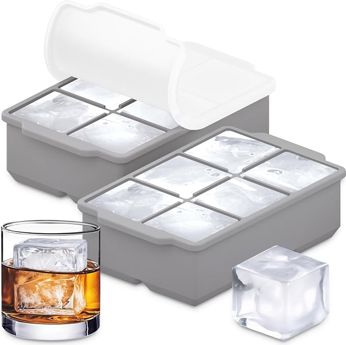 KitchFort Large Silicone Ice Cube Tray, Easy Release 2" Big Ice Cubes by KitchFort