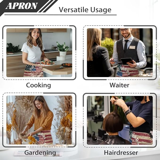 Server Apron with 3 Pockets, Waterproof Oil Waitress Waiter Half Apron - Image 5