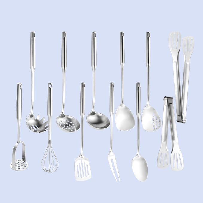 Stainless Steel Kitchen Utensils 12 Pcs, Small Cooking Utensils Set, Serving by NIITAWH