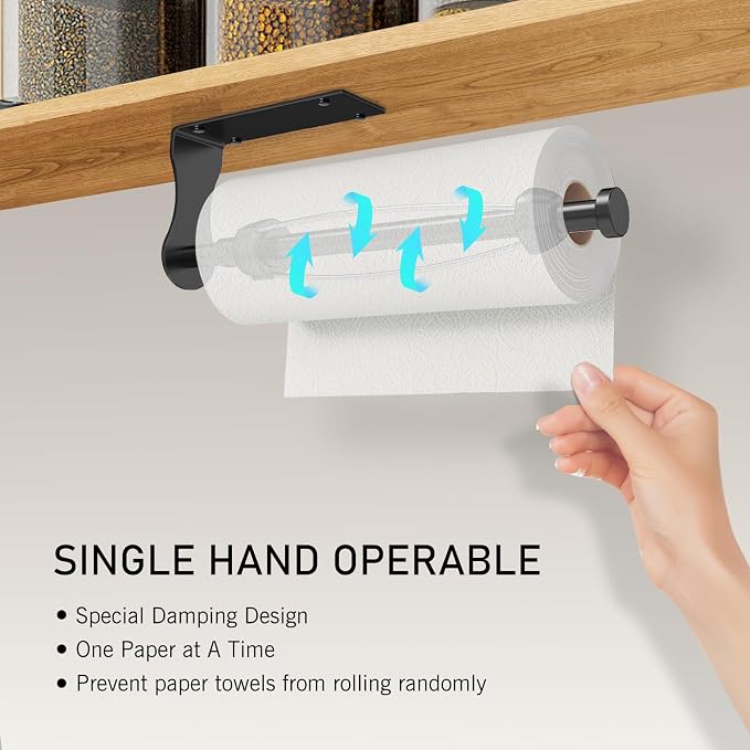 SetSail Paper Towel Holder, Single Hand Operable Paper Towel Holder Under - Image 3