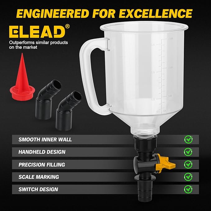 18-Piece No Spill Engine Oil Funnel Kit, 1.59QT/ 1.5L Automotive Coolant Funnel - Image 5