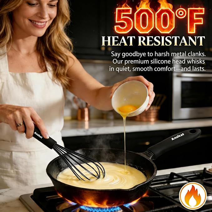 Anaeat Silicone Balloon Whisk, Milk and Egg Beater Blender, Heat Resistant - Image 4