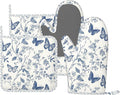 Oven Mitts and Pot Holders Butterfly Flower Vintage Blue Silicone Kitchen by DADABULIU