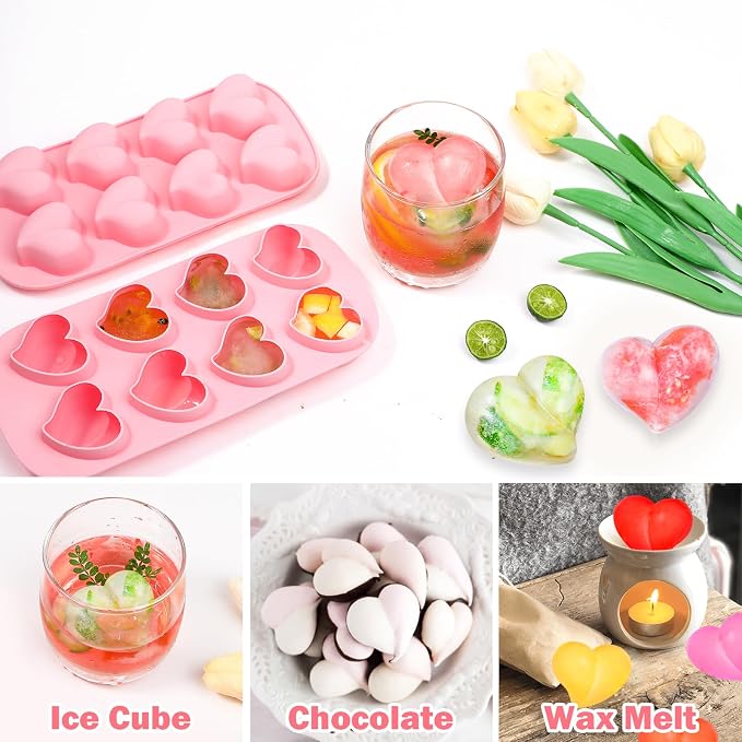 Webake Heart Shpaed Ice Cube Trays, 8-Cavity Heart Silicone Molds - Image 7