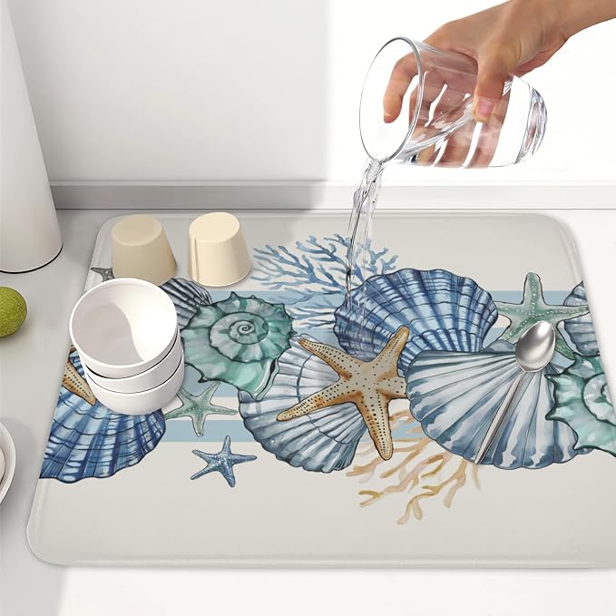 Summer Sea Shell Drying Mat 18x16 Inch, Starfish Drying Mat - Image 6