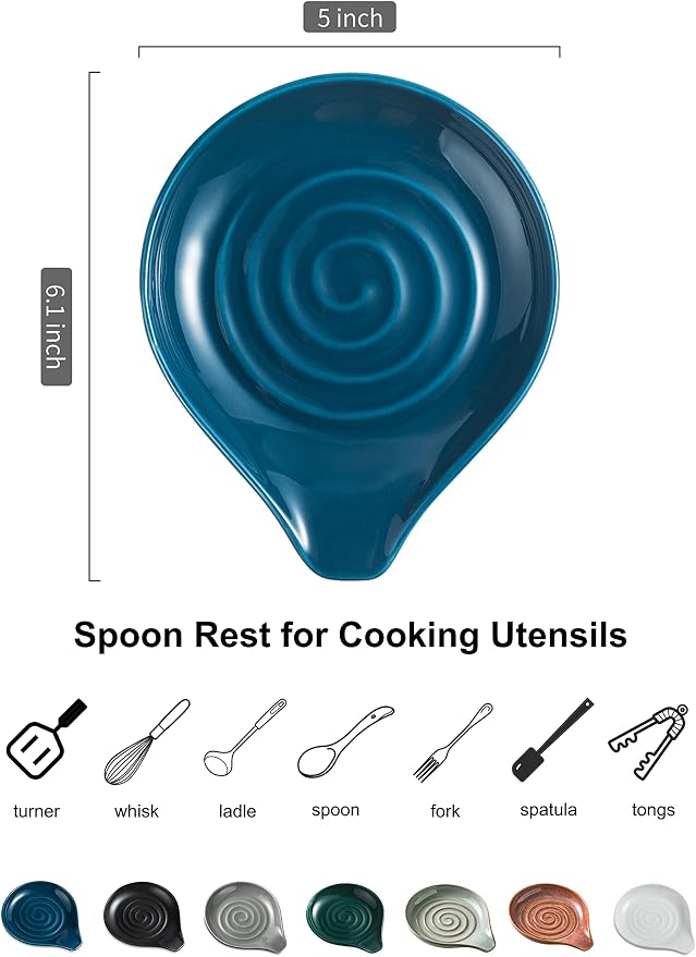LAUCHUH Spoon Rest, Ceramic Spoon Holder - Image 2
