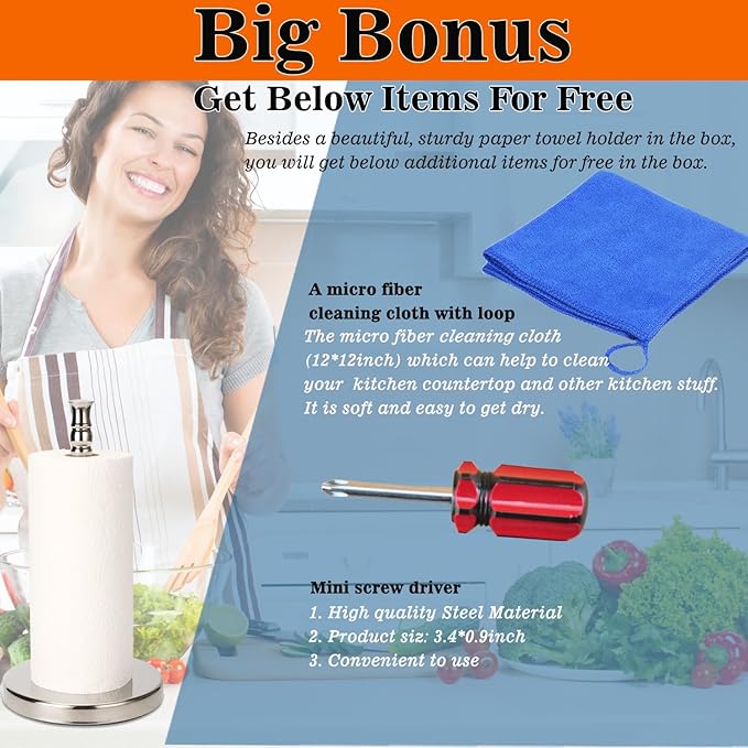 Paper Towel Holder Countertop, Standing Paper Towel Roll Holder - Image 7