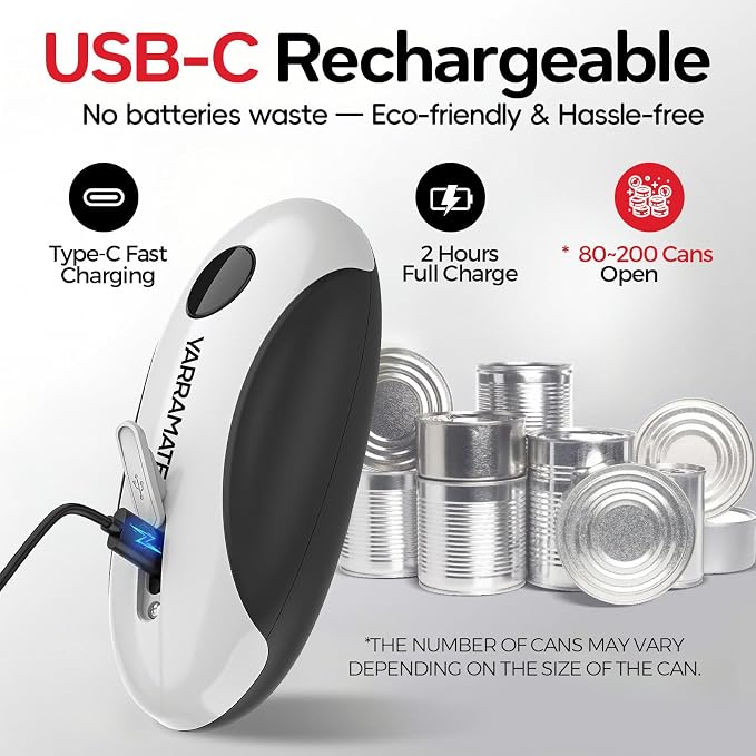 YARRAMATE Electric Can Opener, One Touch Rechargeable Automatic Can Openers - Image 4