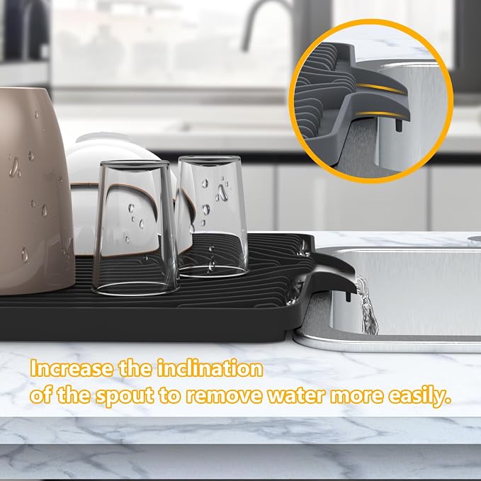Silicone Dish Drying Mat for Kitchen Counter, Dish Drying Rack Matt - Image 3