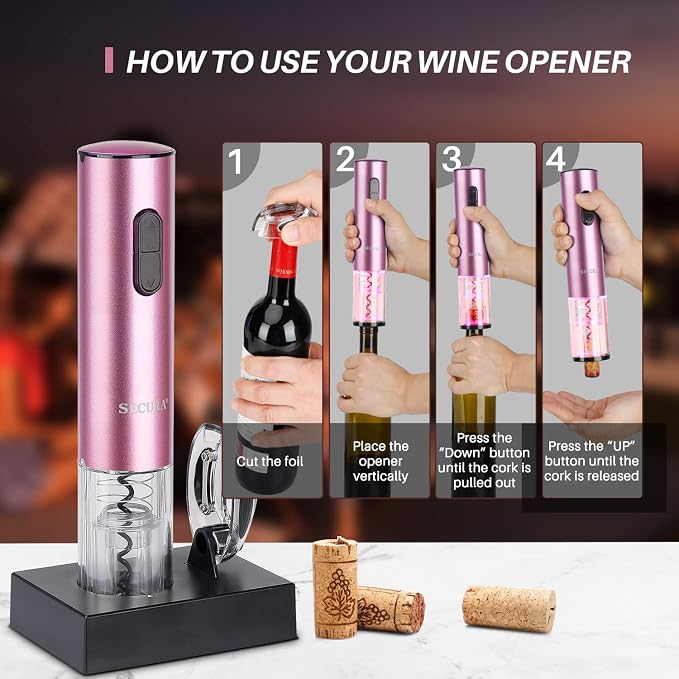 Secura Electric Wine Opener, Automatic Electric Wine Bottle Corkscrew Opener - Image 3