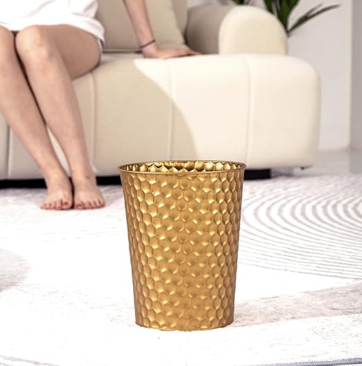 Venalys Small Metal Trash Can Wastebasket, Decorative Honeycomb Garbage Can - Image 3