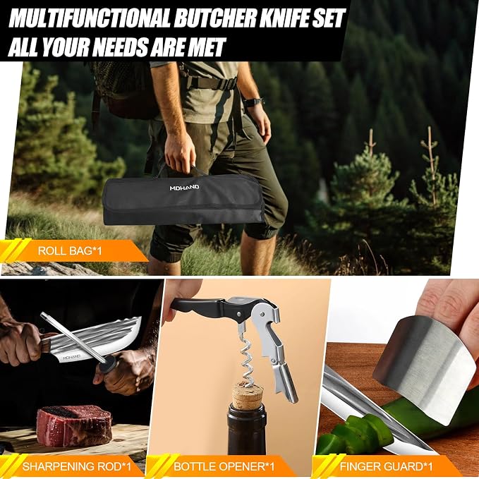 MDHAND Butcher Knife Set, Heavy Duty Meat Cleaver Knives, Boning Knife - Image 3