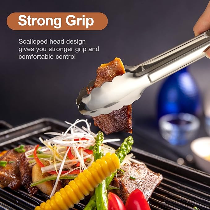 6 Pack Serving Tongs Kitchen Tongs, Buffet Tongs, Stainless Steel Food Tong - Image 3