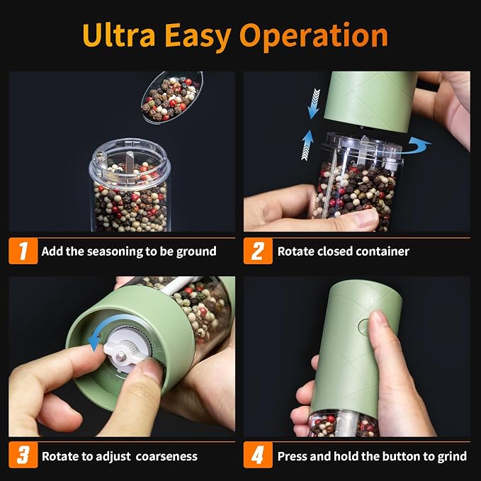 2Pack Electric Salt and Pepper Grinder Set USB Rechargeable - Image 7