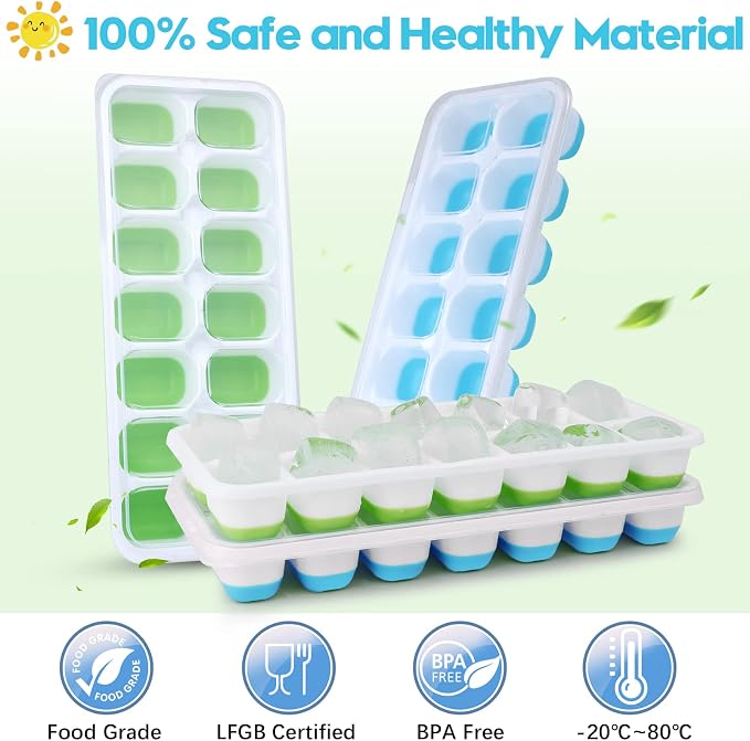 Silicone Ice Cube Tray, 8 Pack Easy-Release & Flexible 14-Ice Cube Trays - Image 7