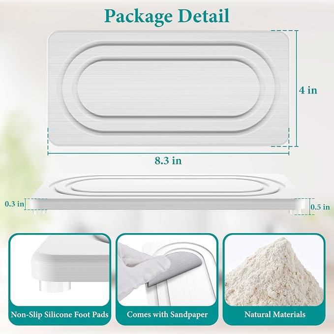Water Absorbing Stone Tray, Quick Drying Diatomite Bathroom Tray Countertop - Image 2