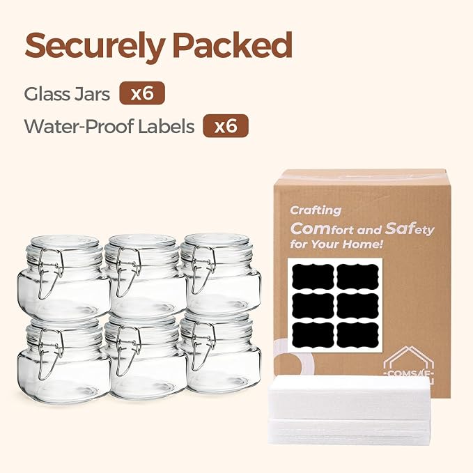 ComSaf Set of 6 Square Glass Jars - Image 8