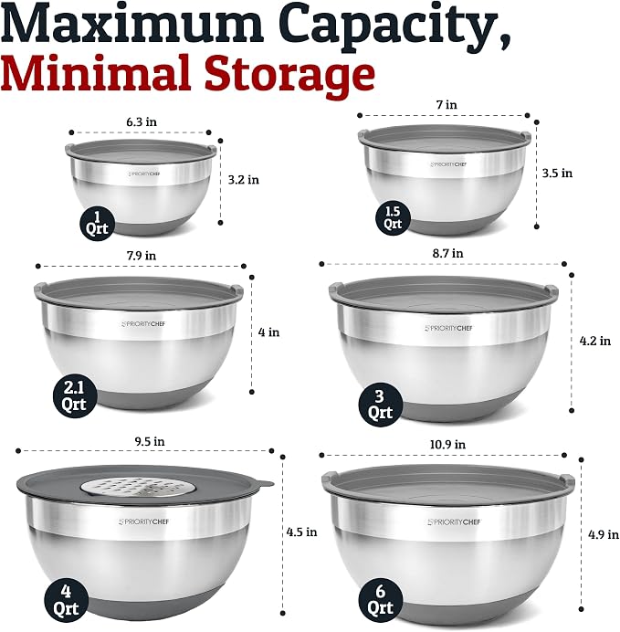 Priority Chef 6Pc Large Mixing Bowls - Image 2