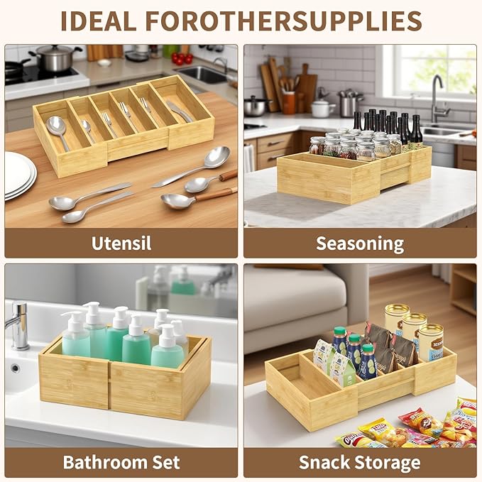 Retro Shaw Lid Organizer for Cabinet, Bamboo Expandable Kitchen Organizer - Image 5
