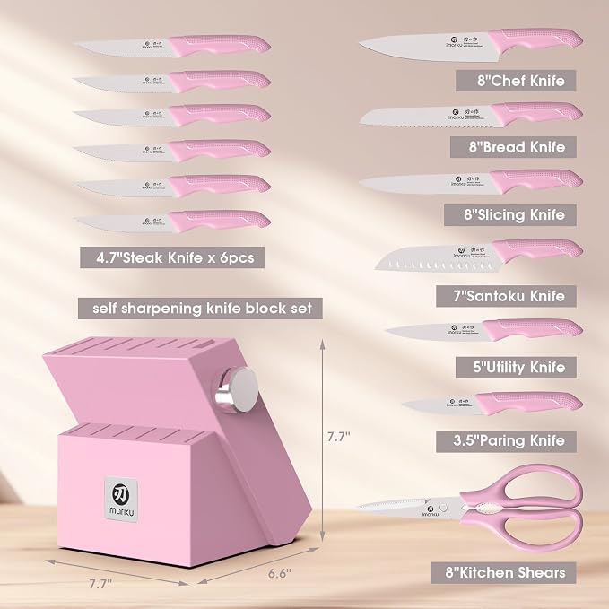 imarku Pink Kitchen Knife Set - Image 5