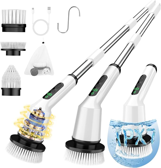 Electric Spin Scrubber for Cleaning Bathroom, Shower Scrubber Cordless Cleaning by CTMAST