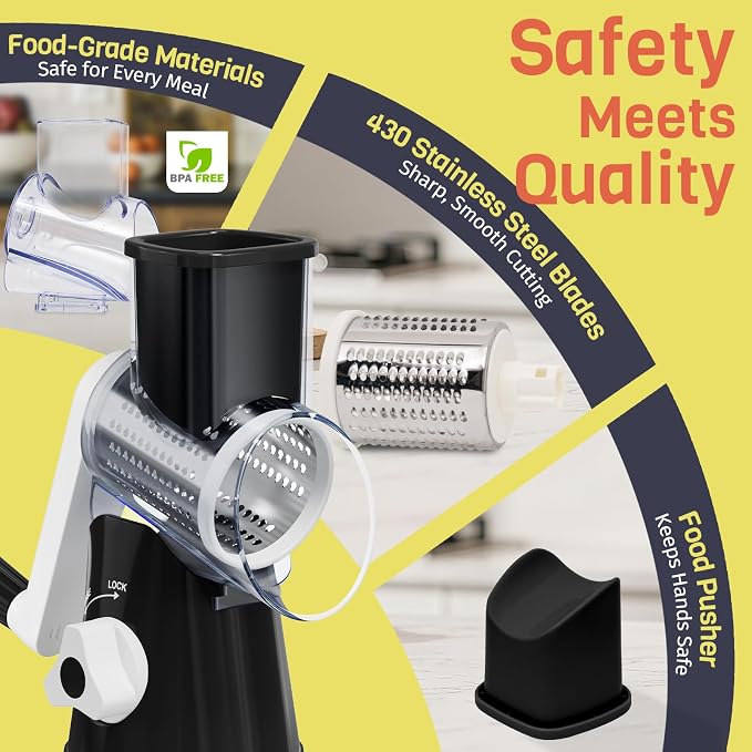 Cheese Grater Hand Crank, Rotary Cheese Shredder - Image 7