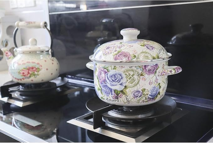 Flower Enamel on Steel Stock Pot/Stockpot - Image 6