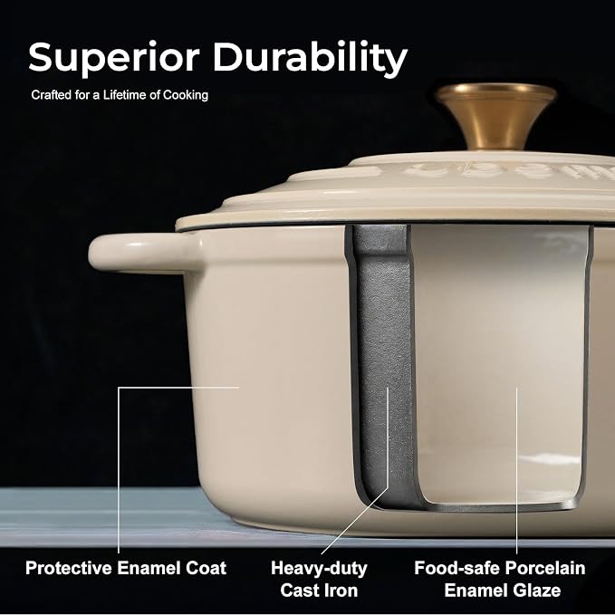 Parmedu 5.5QT Enameled Cast Iron Dutch Oven - Image 2