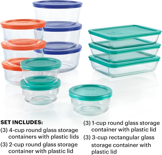 Pyrex Simply Store Glass Food Storage Containers Set, Meal Prep Containers - Image 3