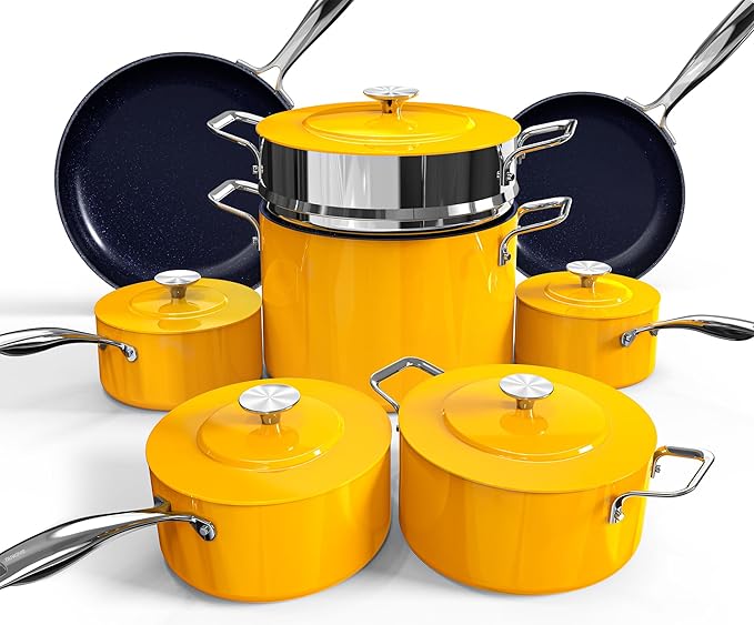 Nuwave Lux 13pc Forged Lightweight Cookware Set PFAS Free, Healthy G10 Duralon by NuWave
