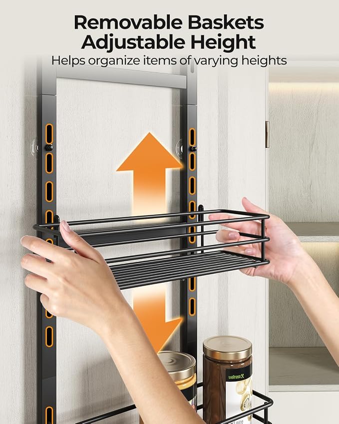 6-Tier Over the Door Pantry Organizer, Cabinet Door Organizer, Kitchen Pantry - Image 4