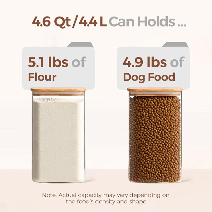 ComSaf 4.6Qt Glass Food Storage Containers, 1.2 Gallon Glass Flour and Sugar - Image 3