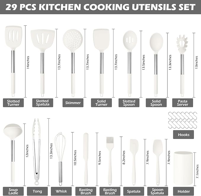 HaWare 29 PCS Silicone Cooking Utensils Set, Heat Resistant Kitchen Utensils Set - Image 2