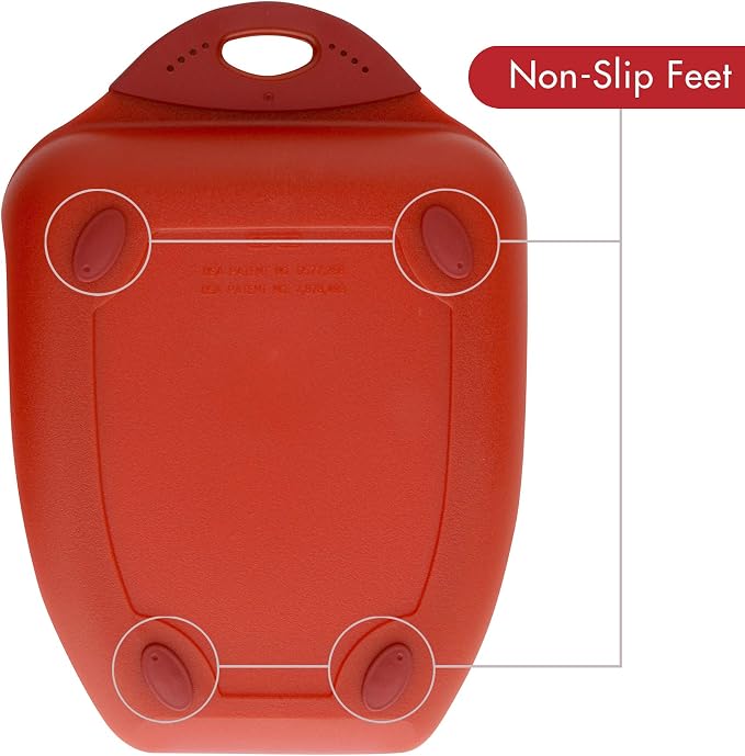 Dexas Chop & Scoop Cutting Board, 9.5 by 13 inches, Solid Red - Image 4