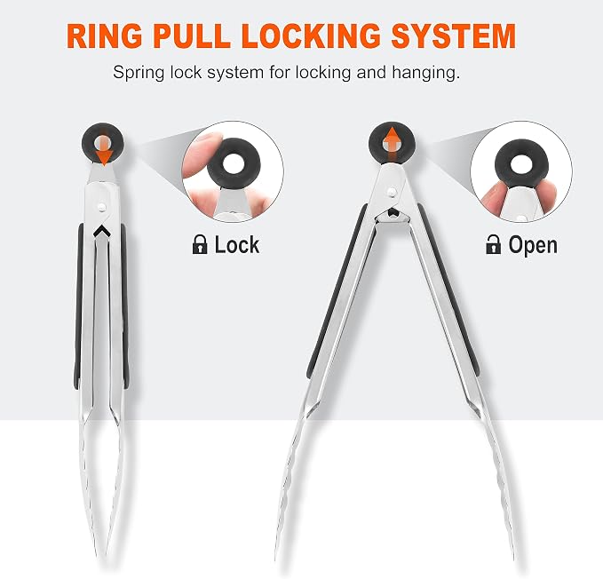 Anaeat 3 Pack 7" Mini Stainless Steel Locking Tongs - Image 4