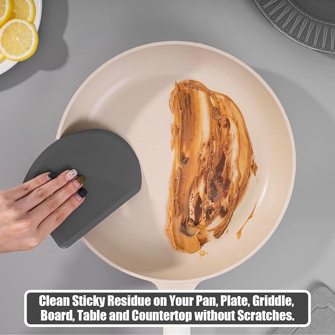 Silicone Dough Scraper with Stainless Steel Sheet, Curved Edge Flexible Bowl - Image 6