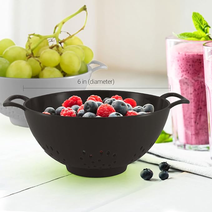 Meadow Lane 6-inch Small Colander, Dishwasher Safe, Double Handles, Compact - Image 3