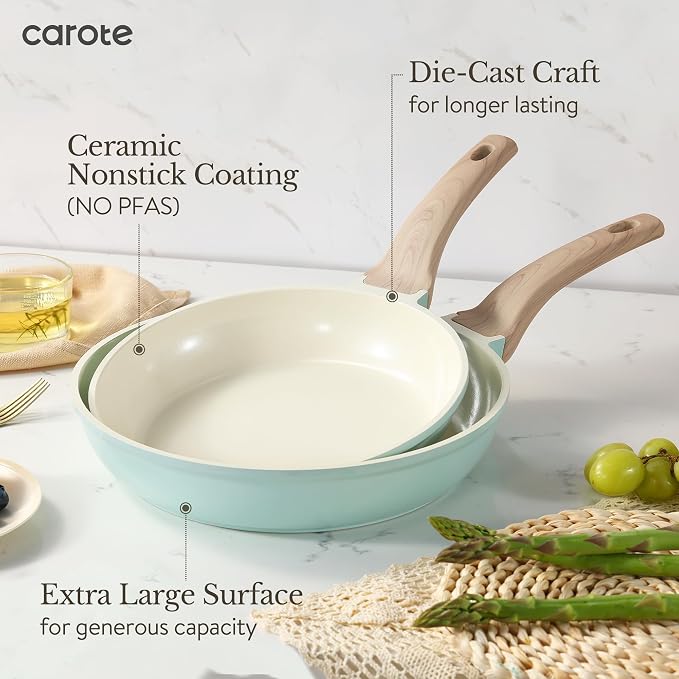 CAROTE 21-Piece Ceramic Pots and Pans Cookware Set, Non Stick Induction Cook - Image 3