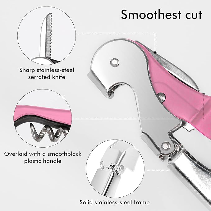 Professional Waiter Corkscrew Wine Openers Set, Heavy Duty Stainless Steel - Image 4