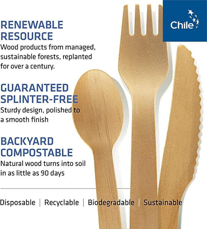 Disposable Wooden Cutlery Set - Image 3