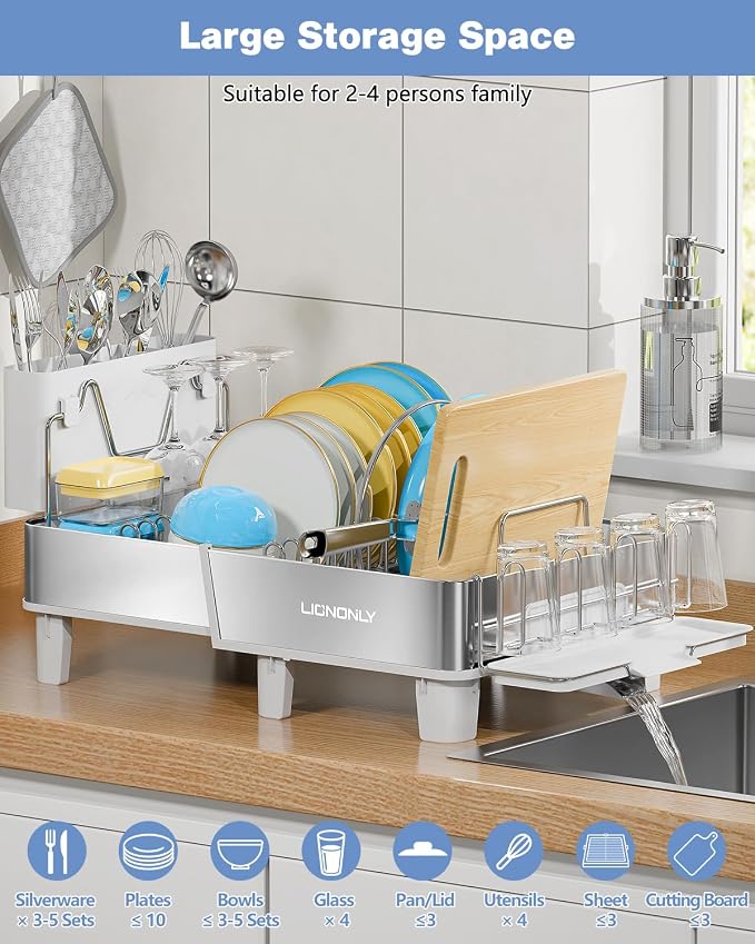 Dish Drying Rack, 304 Stainless Steel Expandable Dish Rack - Image 8