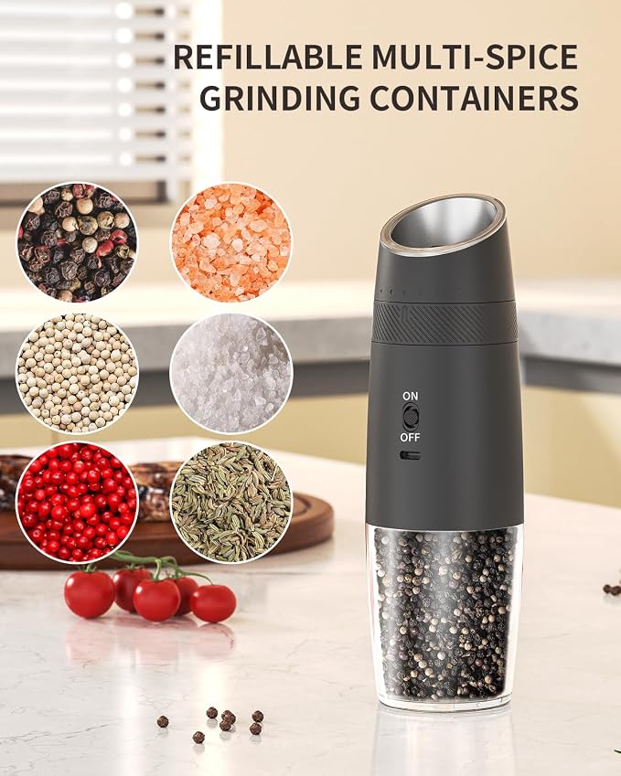 CIRCLE JOY Gravity Electric Salt and Pepper Grinder Set Rechargeable Automatic - Image 7