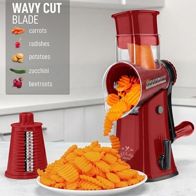 Zulay Kitchen Rotary Cheese Grater 5 Blade Cheese Shredder - Image 4