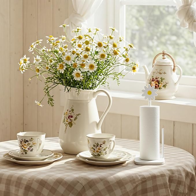 Leinuosen White Daisy Paper Towel Holder Coquettish Cute Wooden Daisy Kitchen - Image 6