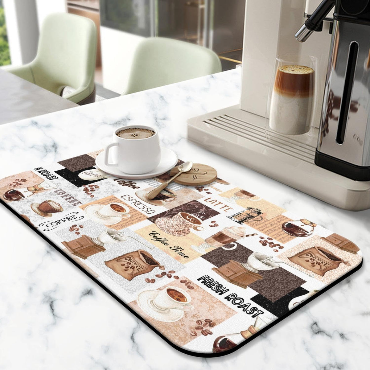 Coffee Mat 19inx12in, Absorbent Hide Stain Anti-Slip Coffee Bar