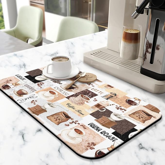 Coffee Mat 19inx12in, Absorbent Hide Stain Anti-Slip Coffee Bar Accessories - Image 2