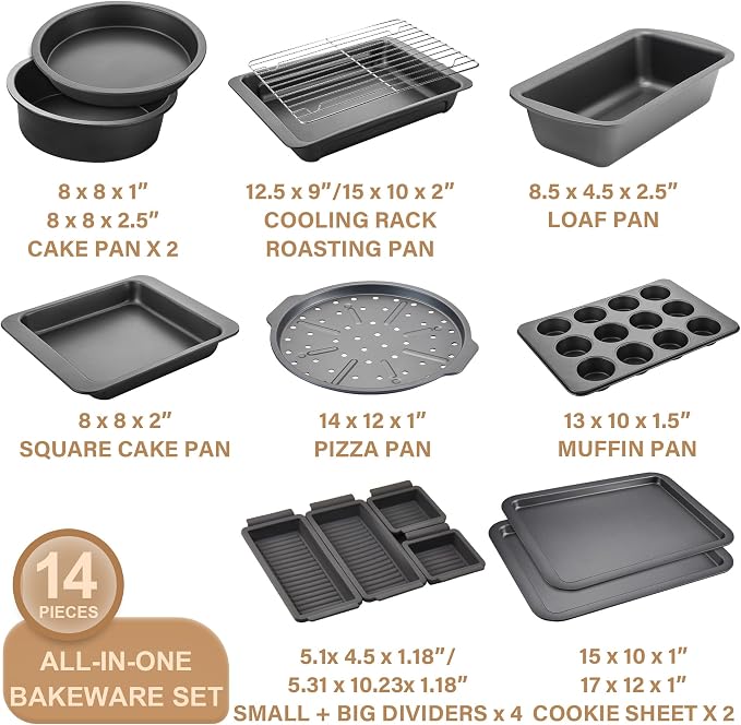 HONGBAKE Bakeware Sets, Baking Pans Set - Image 3
