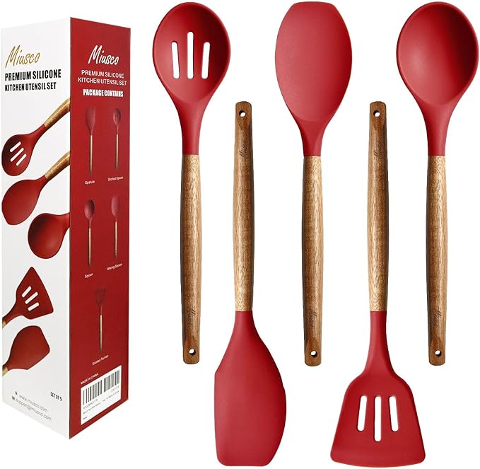 Kitchen Utensils Set, Silicone Cooking Utensils Set, Non-Stick Silicone Spatula by Miusco